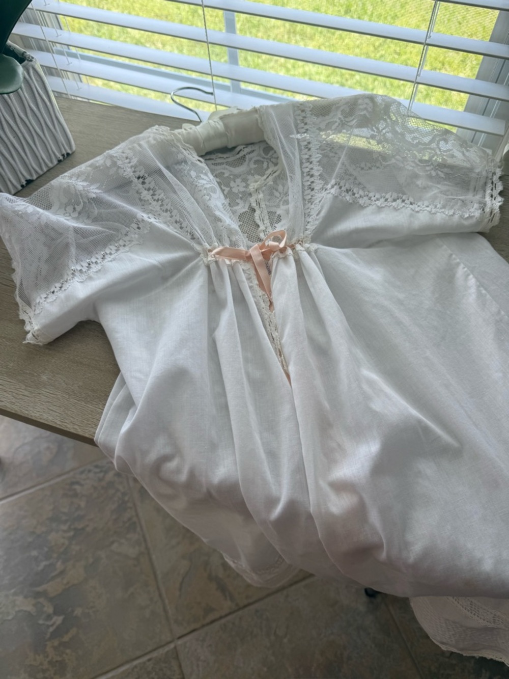 Vintage Margit Brandt Lace Nightgown CottegeCore White Sheer Yoke Romantic